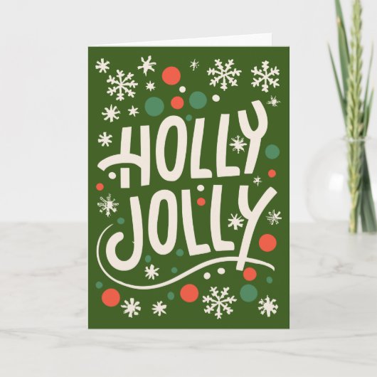 Holly Jolly - Schattigee Kerst Kaart - Blank 5" x  (Voorkant)