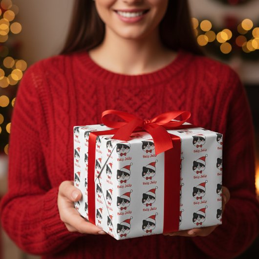 Holly Jolly Schattigee Kerstman Kat Cadeaupapier