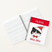 Holly Jolly Schattigee Kerstman Kat Notitieboek (Binnen)