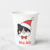 Holly Jolly Schattigee Kerstman Kat Papieren Bekers (Achterkant)