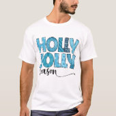 Holly Jolly Seizoen Feestelijke Blauwe Patroon Ker T-shirt (Voorkant)