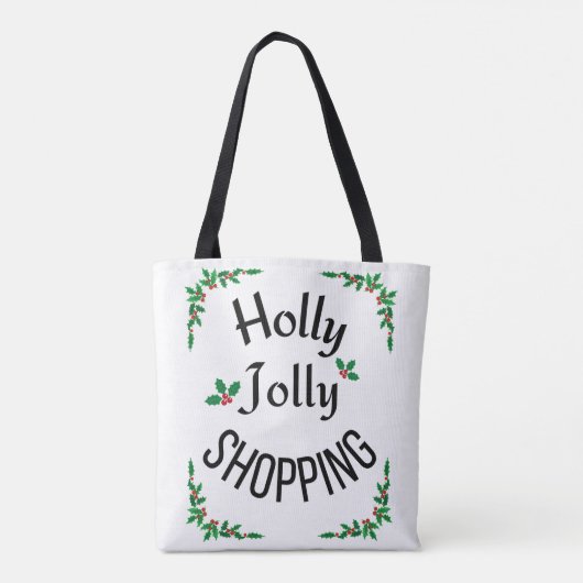 Holly Jolly Shopping Winter Holiday Tote Bag (Achterkant)