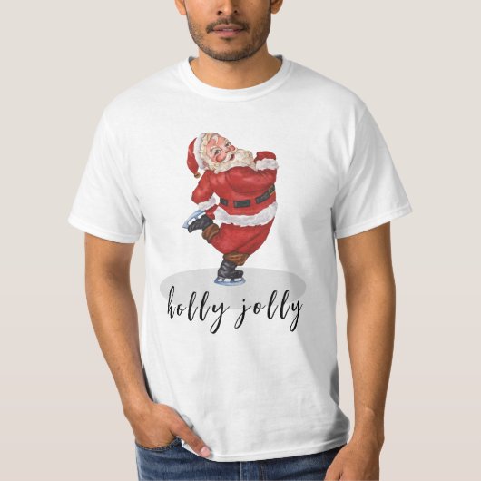 Holly Jolly Skating Santa T-Shirt (Voorkant)