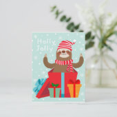 Holly Jolly Sloth Briefkaart (Staand voorkant)