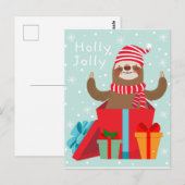 Holly Jolly Sloth Briefkaart (Voorkant / Achterkant)