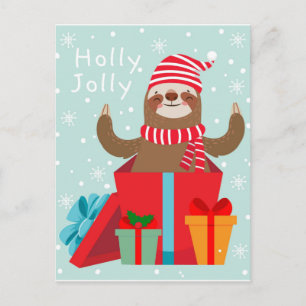 Holly Jolly Sloth Briefkaart