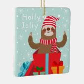 Holly Jolly Sloth Keramisch Ornament (Rechts)