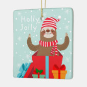 Holly Jolly Sloth Keramisch Ornament (Links)
