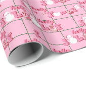 Holly Jolly Sneeuwman Roze Kerstmis Cadeaupapier (Rol Hoek)