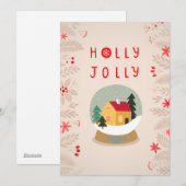 Holly Jolly Snow Wereldbol - een gezellig vakantie Feestdagenkaart (Voorkant / Achterkant)