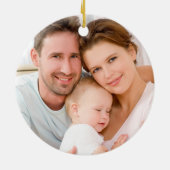 Holly Jolly Snowflakes kerstfoto| sapphire Keramisch Ornament (Achterkant)