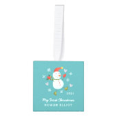 Holly Jolly Snowman Baby's Eerste Kerstmis Decoratie (Voorkant)