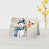 Holly Jolly Snowman beroemd gemaakt door A Fawn Kaart (Gele Bloem)