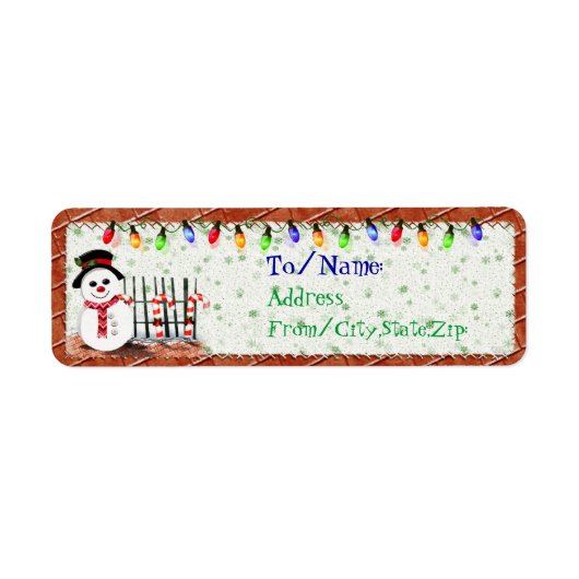 Holly Jolly Snowman CADEAUADRES Etiket (Voorkant)