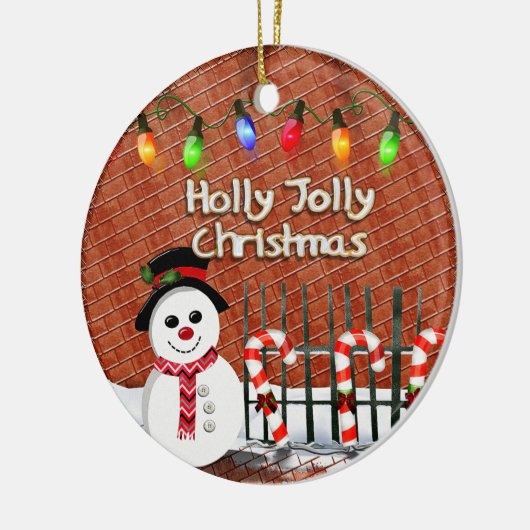 Holly Jolly Snowman CUSTOM Keramisch Ornament (Links)