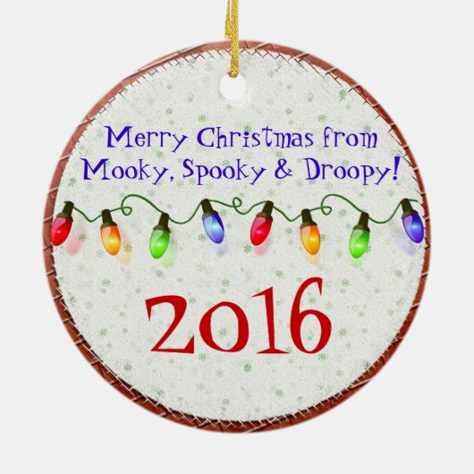 Holly Jolly Snowman CUSTOM Keramisch Ornament (Achterkant)