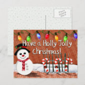 Holly Jolly Snowman Feestdagenkaart (Voorkant / Achterkant)