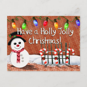Holly Jolly Snowman Feestdagenkaart