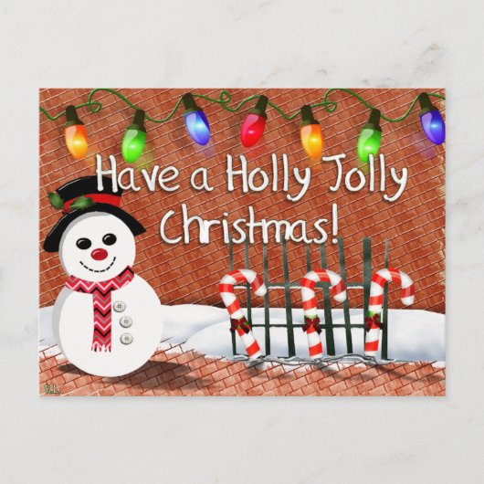 Holly Jolly Snowman Feestdagenkaart (Voorkant)