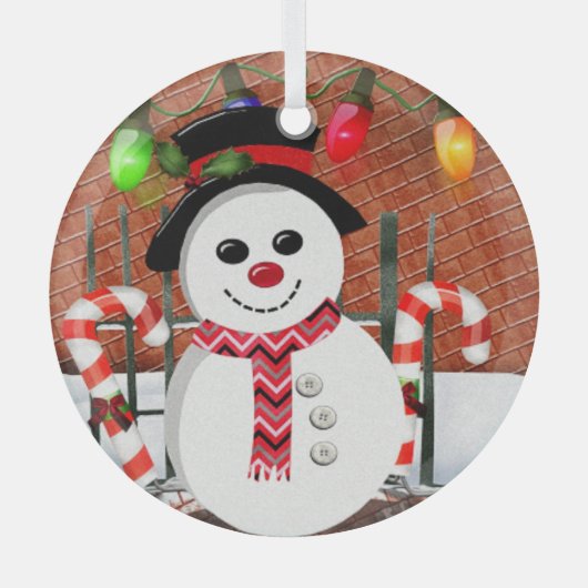 Holly Jolly Snowman Glas Ornament (Voorkant)