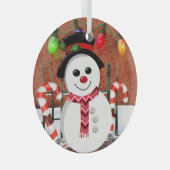 Holly Jolly Snowman Glas Ornament (Voorkant Rechts)