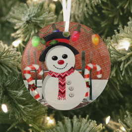 Holly Jolly Snowman Glas Ornament