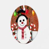 Holly Jolly Snowman Metalen Ornament (Voorkant links)