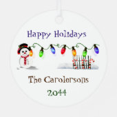 Holly Jolly Snowman Metalen Ornament (Achterkant)