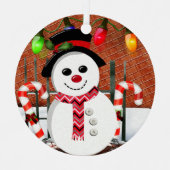 Holly Jolly Snowman Metalen Ornament (Voorkant)
