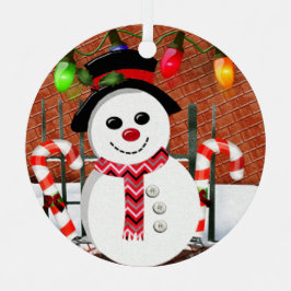 Holly Jolly Snowman Metalen Ornament