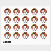 Holly Jolly Snowman Ronde Sticker (Vel)