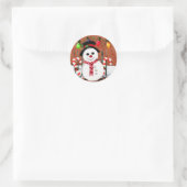 Holly Jolly Snowman Ronde Sticker (Tas)