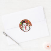 Holly Jolly Snowman Ronde Sticker (Envelop)