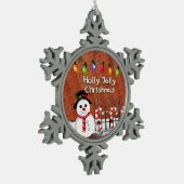 Holly Jolly Snowman Tin Sneeuwvlok Ornament (Links)