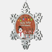 Holly Jolly Snowman Tin Sneeuwvlok Ornament (Rechts)