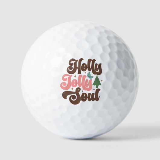 Holly Jolly Soul Retro Groovy Kerst Feestdagen Golfballen (Voorkant)