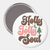 Holly Jolly Soul Retro Groovy Kerst Feestdagen Magneet (Voorkant / Achterkant)
