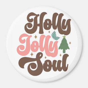 Holly Jolly Soul Retro Groovy Kerst Feestdagen Magneet