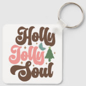 Holly Jolly Soul Retro Groovy Kerst Feestdagen Sleutelhanger (Achterkant)