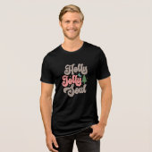 Holly Jolly Soul Retro Groovy Kerst Feestdagen Tri-Blend Shirt (Voorkant volledig)