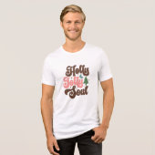 Holly Jolly Soul Retro Groovy Kerst Feestdagen Tri-Blend Shirt (Voorkant volledig)