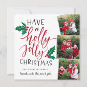 Holly Jolly | Square Holiday Photo Collage Card Feestdagenkaart (Voorkant)