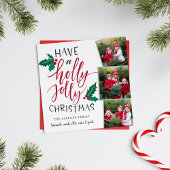 Holly Jolly | Square Holiday Photo Collage Card Feestdagenkaart