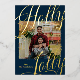 Holly Jolly Stars Foto Gold Foil Holiday Kaart