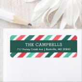 Holly Jolly Stripes Holiday Return Address Etiket (Insitu)