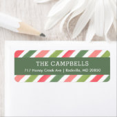 Holly Jolly Stripes Holiday Return Address Etiket (Insitu)