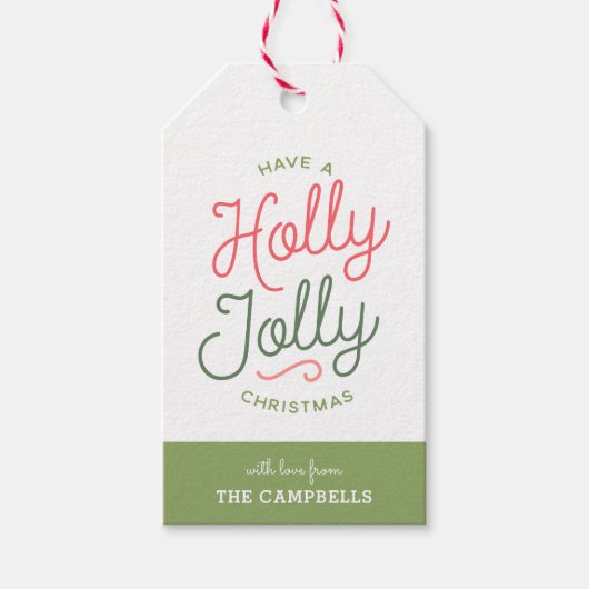 Holly Jolly Stripes kerstcadeaus Cadeaulabel (Voorkant)