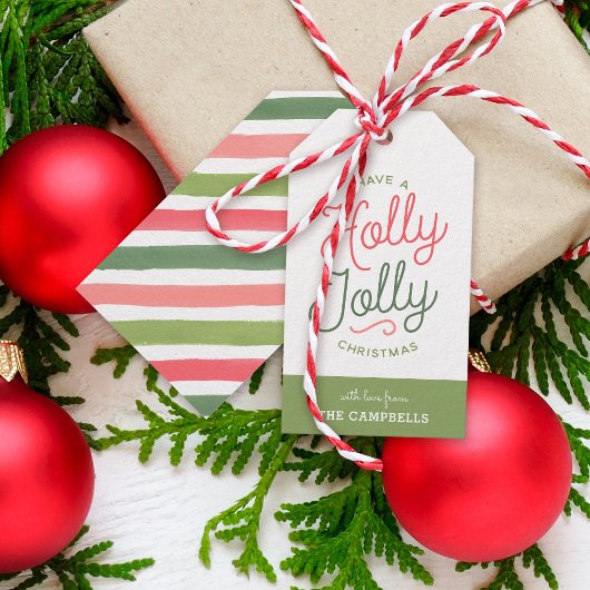 Holly Jolly Stripes kerstcadeaus Cadeaulabel