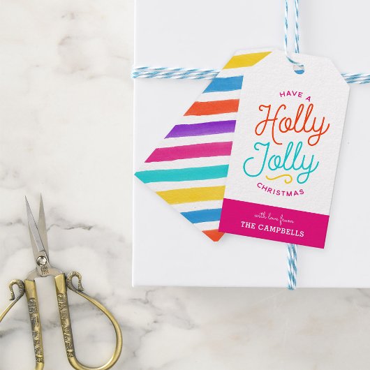 Holly Jolly Stripes kerstcadeaus Cadeaulabel