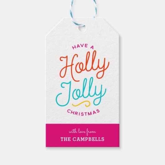 Holly Jolly Stripes kerstcadeaus Cadeaulabel (Voorkant)